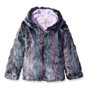 AMERICAN WIDGEON  Girls  Faux Fur Hooded Zip Front Jacket purple mist - 3T